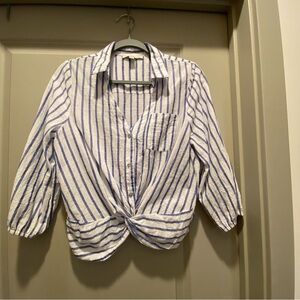 Haute Monde Blue and White Striped Top